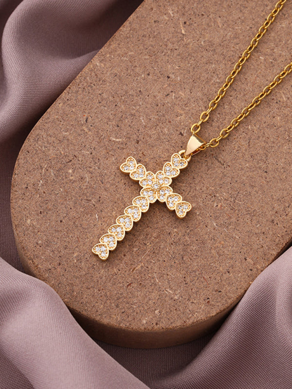 New Simple Cross Zirconia Pendant Pendant Necklace - Hiccupzz