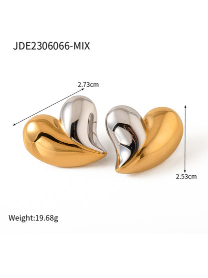 New simple 18K gold non-fading large heart-shaped earrings/necklace - Hiccupzz