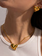 New simple 18K gold non-fading large heart-shaped earrings/necklace - Hiccupzz