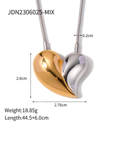 New simple 18K gold non-fading large heart-shaped earrings/necklace - Hiccupzz