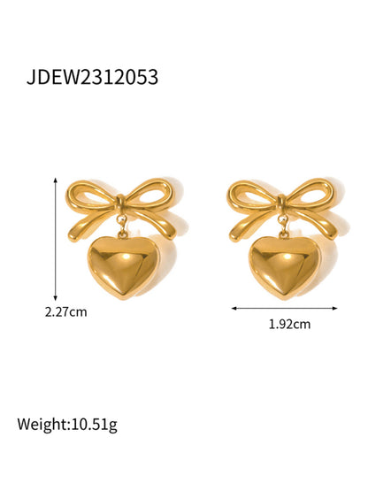 French elegant INS style fashionable 18K gold stainless steel love pendant earrings - Hiccupzz