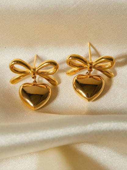 French elegant INS style fashionable 18K gold stainless steel love pendant earrings - Hiccupzz