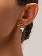 French elegant INS style fashionable 18K gold stainless steel love pendant earrings - Hiccupzz