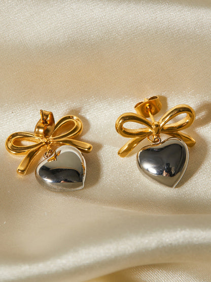 French elegant INS style fashionable 18K gold stainless steel love pendant earrings - Hiccupzz