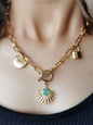 Leaves Devil's Eye Lock Pendant OT Buckle Collarbone Necklace - Hiccupzz