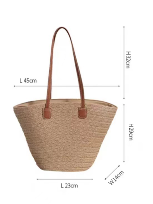 Women's Woven Single-Shoulder Tote – Spacious Holiday Beach & Commuter Bag