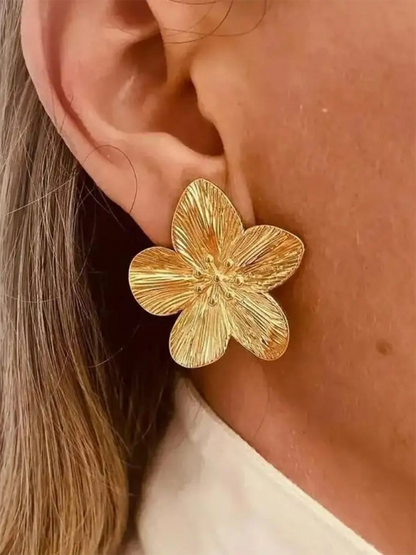 New stainless steel design matte flower earrings - Hiccupzz