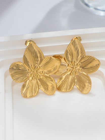 New stainless steel design matte flower earrings - Hiccupzz