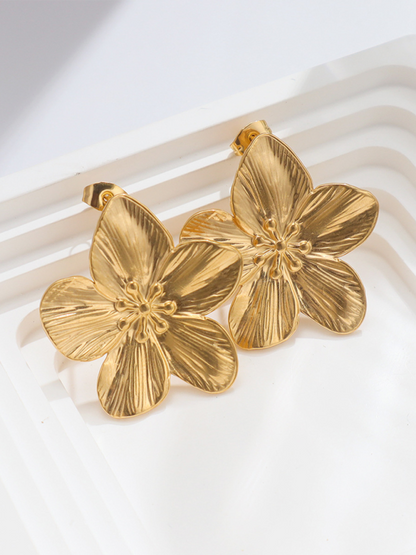New stainless steel design matte flower earrings - Hiccupzz