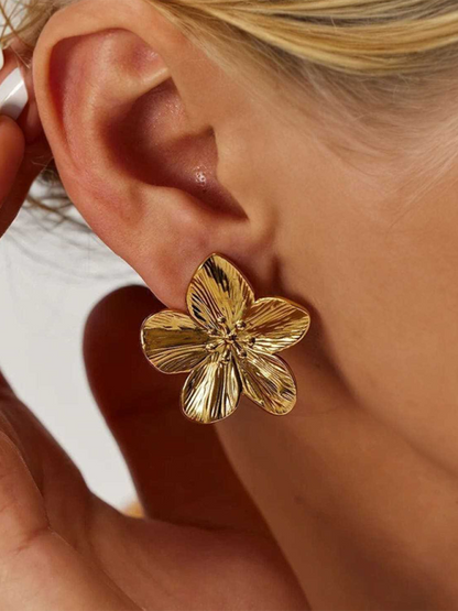 New stainless steel design matte flower earrings - Hiccupzz