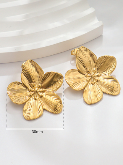 New stainless steel design matte flower earrings - Hiccupzz
