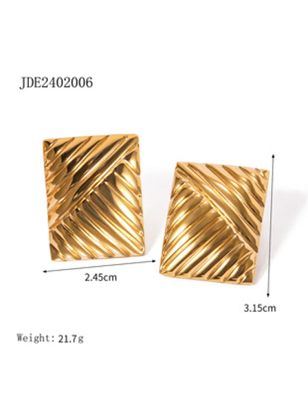 Stainless steel striped symmetrical earrings, simple niche design, fashionable earrings - Hiccupzz