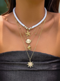Ocean-style shell conch tassel multi-layer necklace, stacked soft clay starfish necklace - Hiccupzz