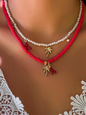 Ocean-style shell conch tassel multi-layer necklace, stacked soft clay starfish necklace - Hiccupzz