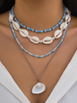 Ocean-style shell conch tassel multi-layer necklace, stacked soft clay starfish necklace - Hiccupzz