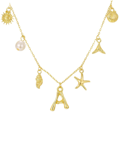 New Fashion Pearl Ocean Shell Letter Necklace - Hiccupzz