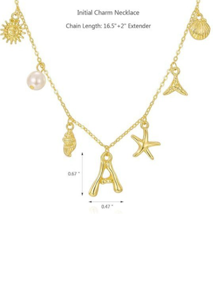 New Fashion Pearl Ocean Shell Letter Necklace - Hiccupzz