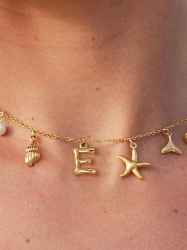 New Fashion Pearl Ocean Shell Letter Necklace