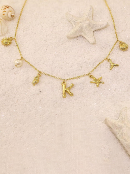 New Fashion Pearl Ocean Shell Letter Necklace - Hiccupzz