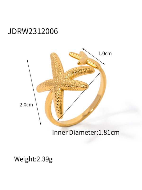 New beach style ocean element shell starfish ring - Hiccupzz