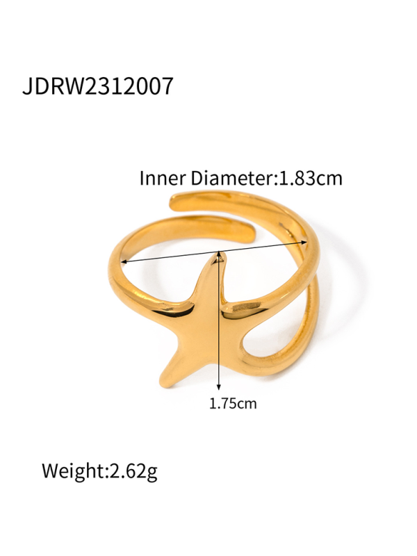 New beach style ocean element shell starfish ring - Hiccupzz