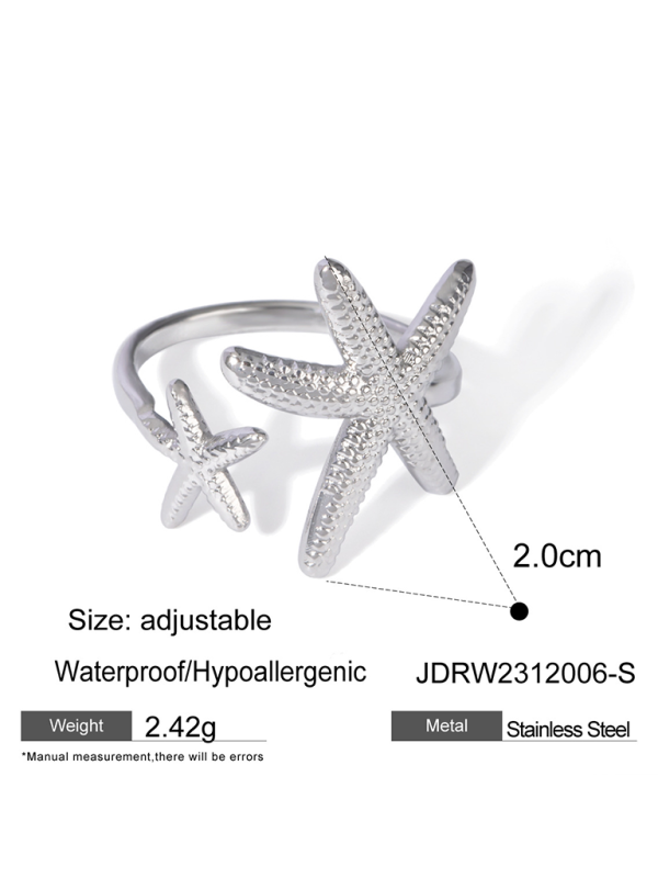 New beach style ocean element shell starfish ring - Hiccupzz