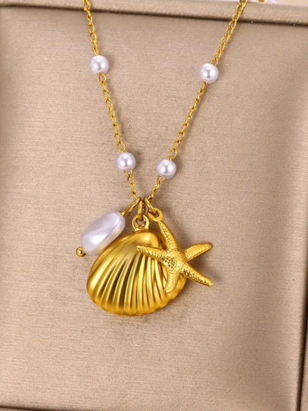 New Shell Starfish Scallop Pearl Necklace Jewelry - Hiccupzz