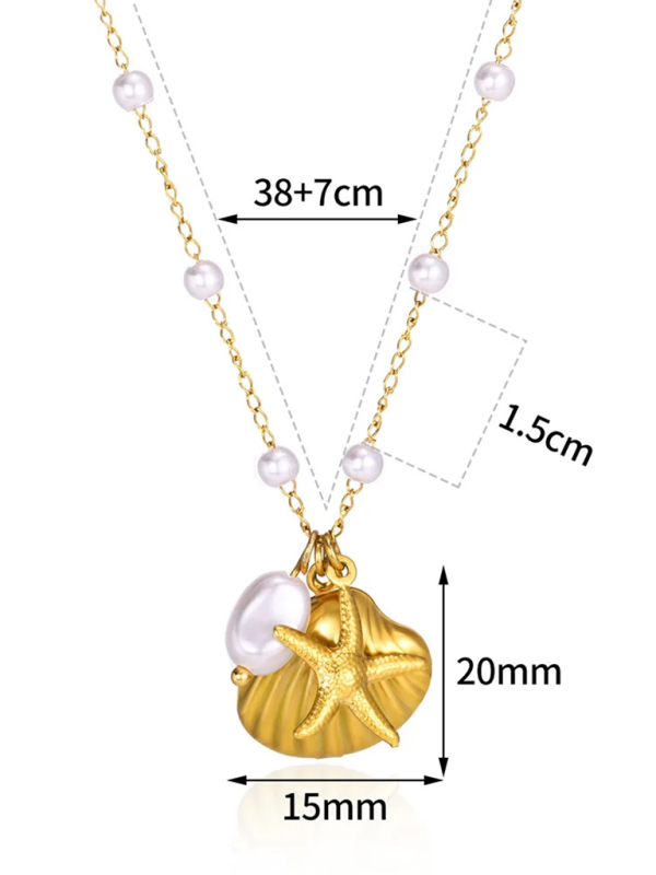 New Shell Starfish Scallop Pearl Necklace Jewelry - Hiccupzz
