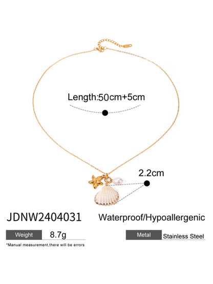 New ocean series pearl accessories, fashionable and versatile starfish shell necklaces and necklaces - Hiccupzz