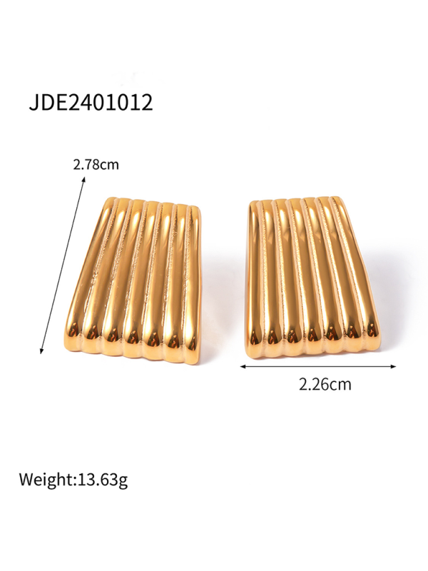 Striped trapezoidal earrings with special lines - Hiccupzz