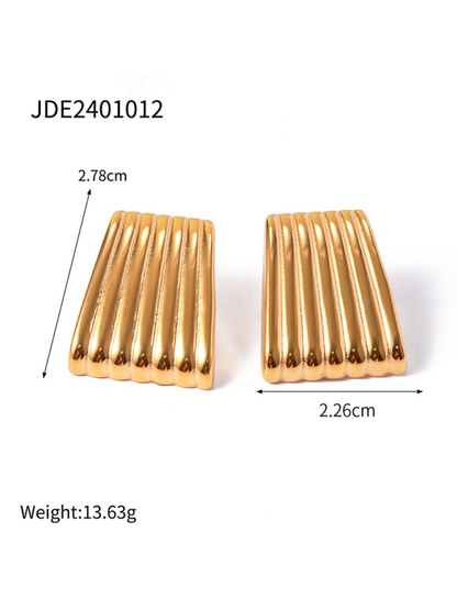 Striped trapezoidal earrings with special lines - Hiccupzz