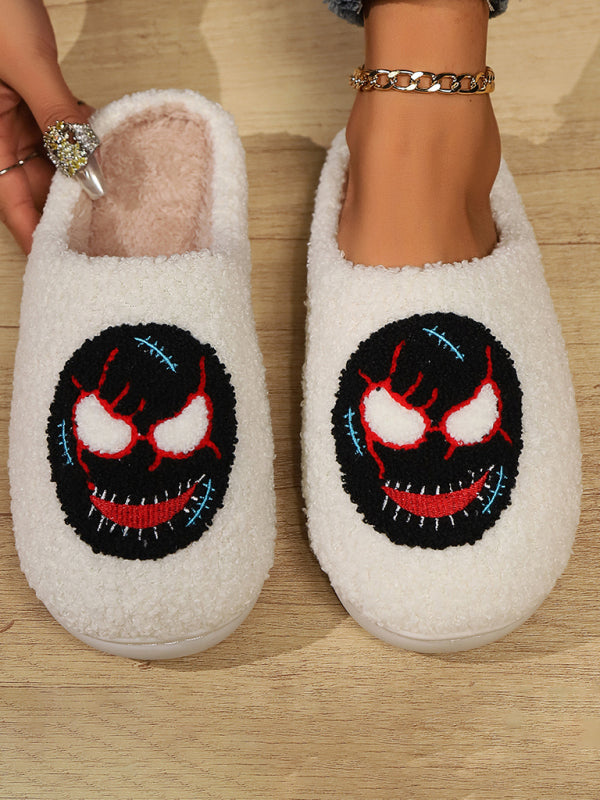 Halloween pattern home plush warm slippers