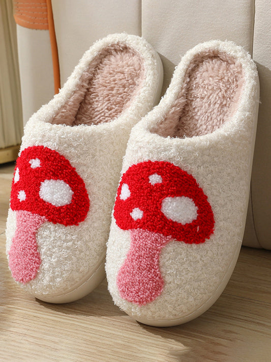 Christmas Valentine's Day Cute Mushroom Cotton Slippers Indoor Home Plush Warm Slippers