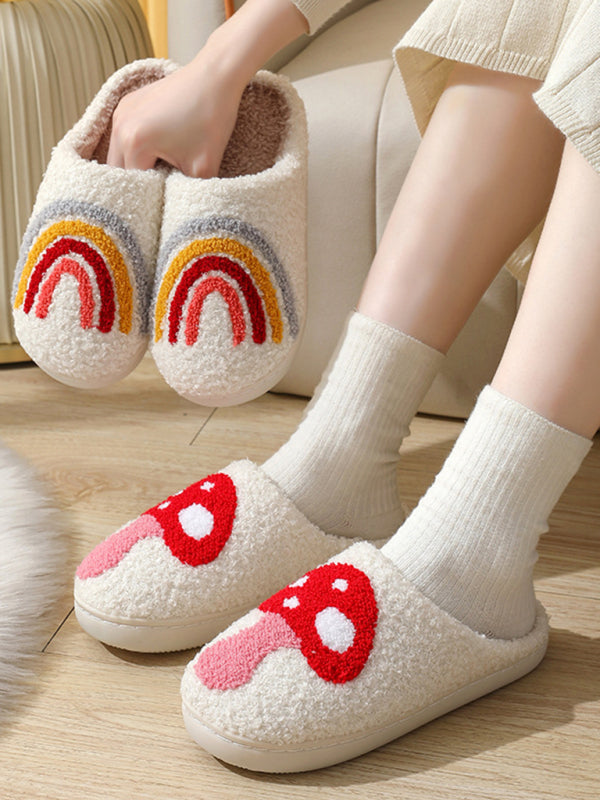 Christmas Valentine's Day Cute Mushroom Cotton Slippers Indoor Home Plush Warm Slippers