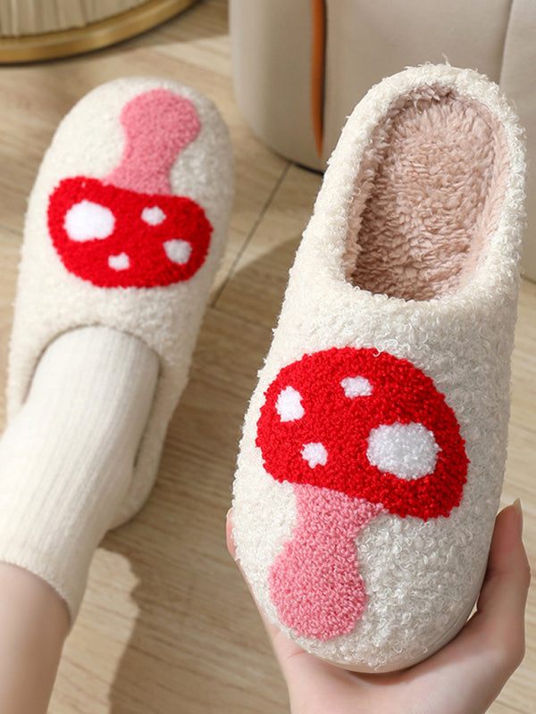 Christmas Valentine's Day Cute Mushroom Cotton Slippers Indoor Home Plush Warm Slippers