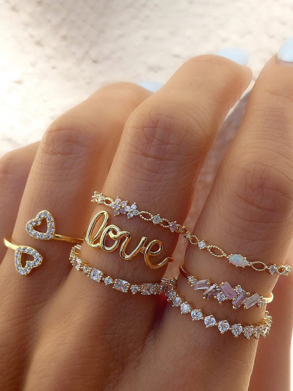 Love love 7-piece ring set creative retro female joint ring set