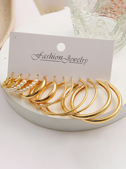 Metal earrings square geometric earrings retro earrings earrings set 6 pieces