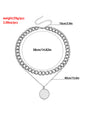 Double-layer geometric round white mother-of-pearl pendant necklace necklace metal thick aluminum chain necklace
