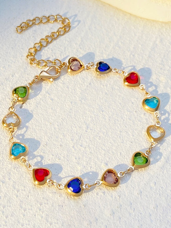 Colorful love zircon bracelet Personalized temperament alloy heart-shaped dopamine bracelet