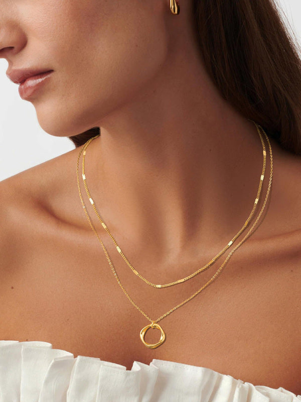 Simple twisted circle pendant fashionable women's three-layer necklace