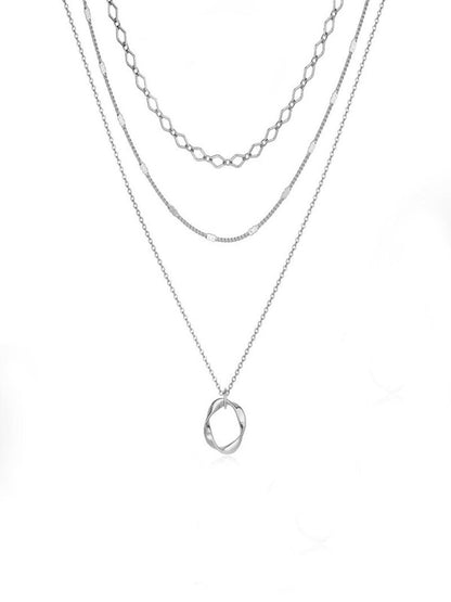 Simple twisted circle pendant fashionable women's three-layer necklace