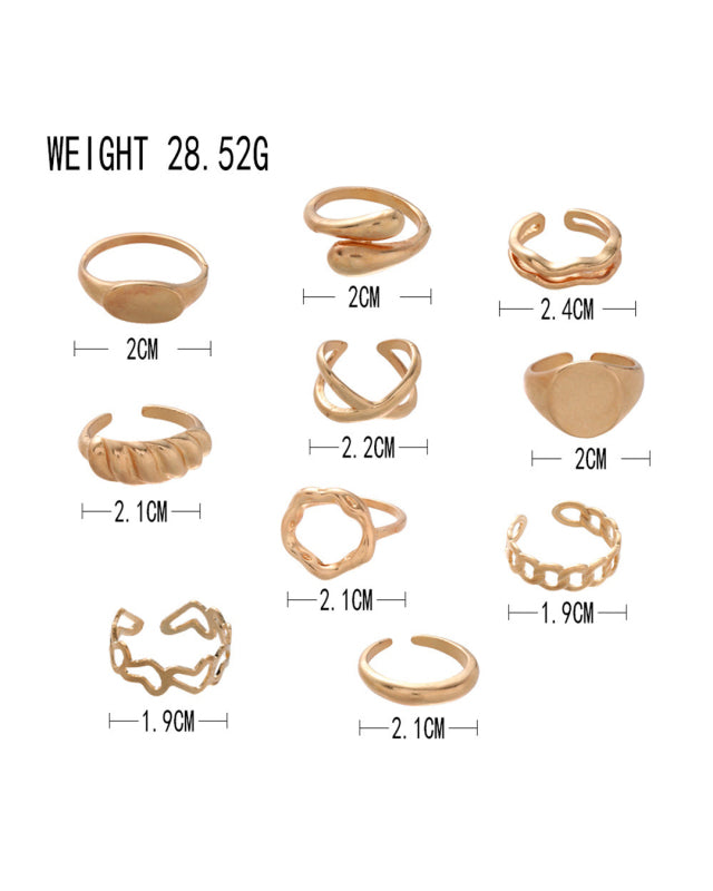 Twisted Hollow Cross Chain Ring Punk Alloy All-match Set Ring