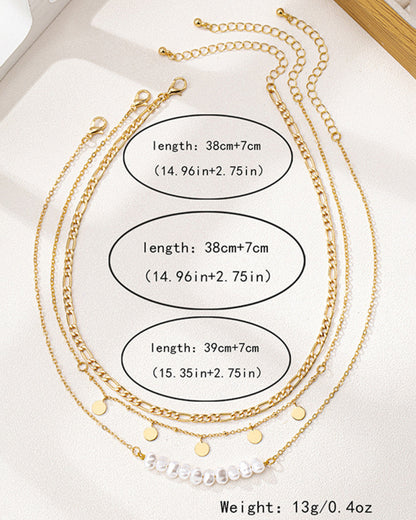 Simple and elegant irregular imitation pearl metal disc women's necklace set