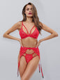 Sexy deep V buttocks heart garter three-piece sexy lingerie - Hiccupzz