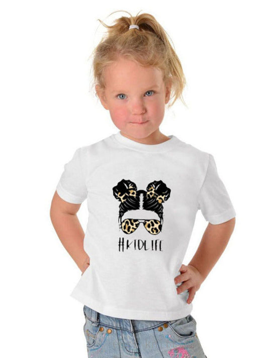 Children's Alphabet Cartoon Graphic Print Short Sleeve T-Shirt