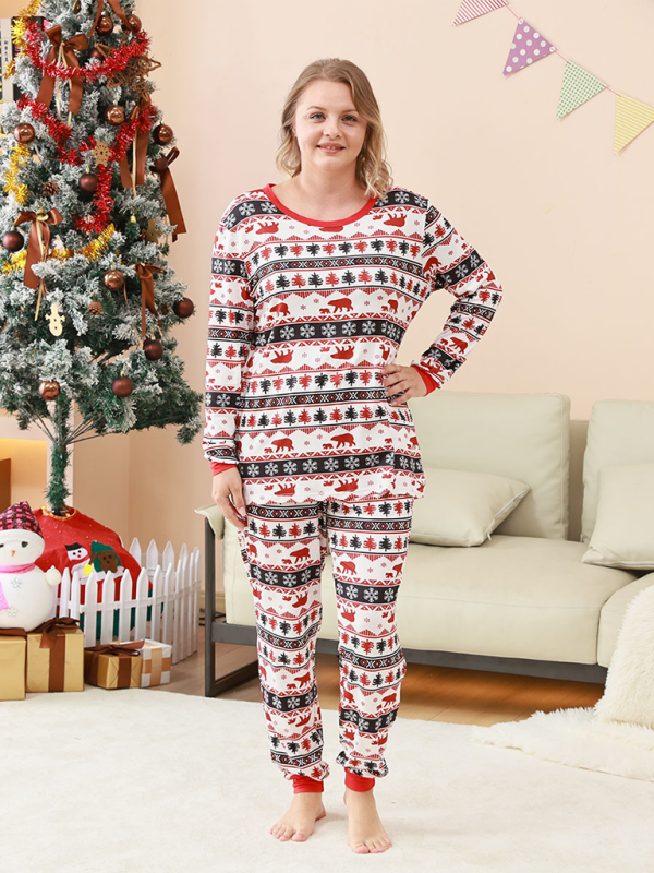 Christmas Loungewear Parent-Child Set Plaid Patchwork Printed Loungewear