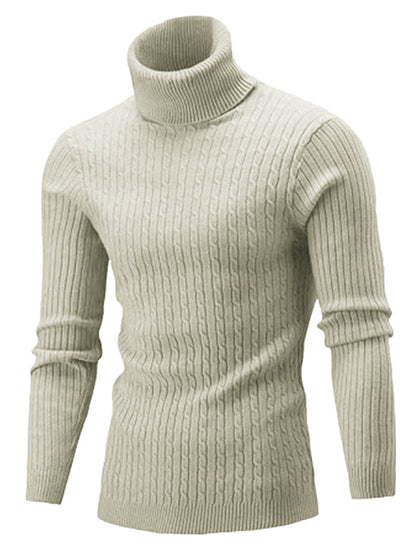 Men's Warm Turtleneck Casual Slim Fit Fall Winter Knitted Pullover Sweaters - Hiccupzz