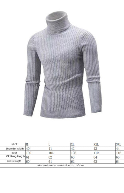 Men's Warm Turtleneck Casual Slim Fit Fall Winter Knitted Pullover Sweaters - Hiccupzz