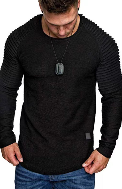 Men's Long Sleeve T-Shirt Muscle Fitted T Shirt Gym Workout Athletic Tee