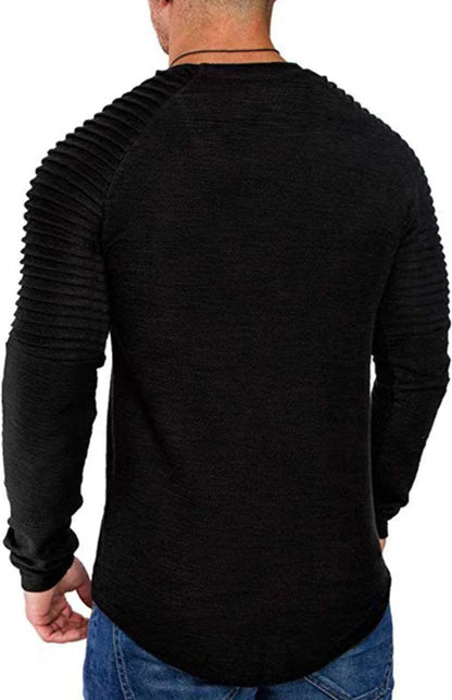 Men's Long Sleeve T-Shirt Muscle Fitted T Shirt Gym Workout Athletic Tee - Hiccupzz